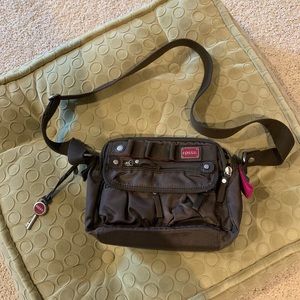 Fossil brown cross body bag with 9 pockets